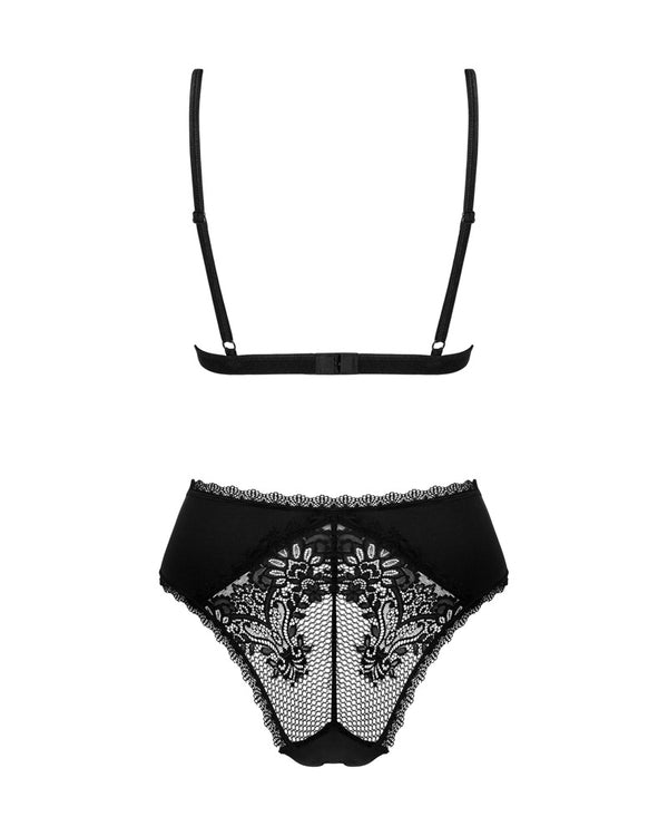 Schwarzer knapper Body Maderris aus Stretchmaterial und Spitze von Obsessive – Ansicht 4