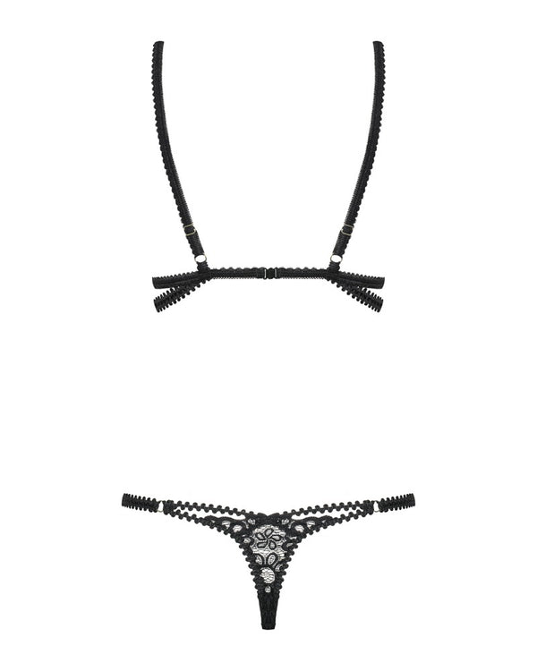 Schwarzer Mixty-Teddy mit sexy Trägern von Obsessive – Ansicht 4