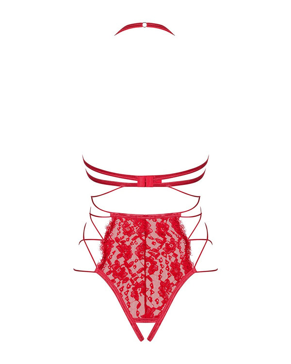 Roter Iosa-Teddy mit offenem Schritt und Spitze von Obsessive – Ansicht 4
