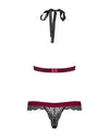 Schwarzer Spitzen-Body Rossita mit bordeauxfarbenen Samt-Details von Obsessive – Ansicht 4