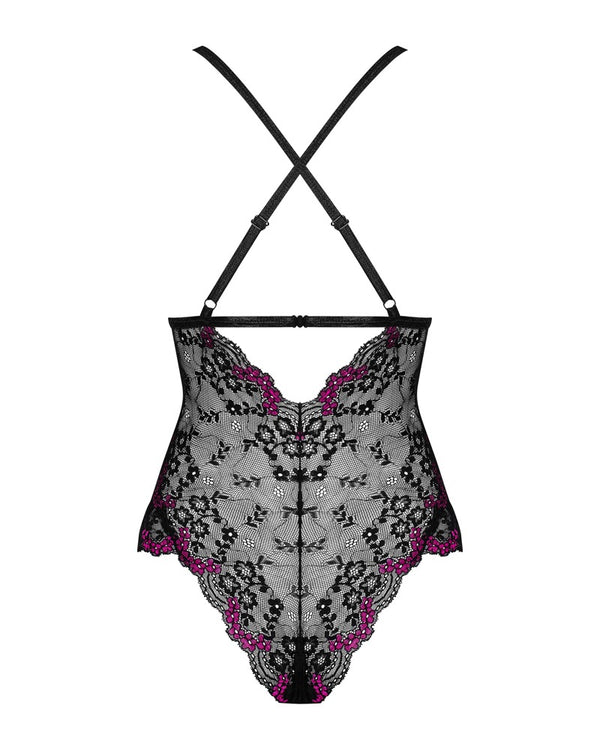 Schwarzer Vanessme-Teddy aus Spitze mit Raffinesse und Komfort von Obsessive – Ansicht 4