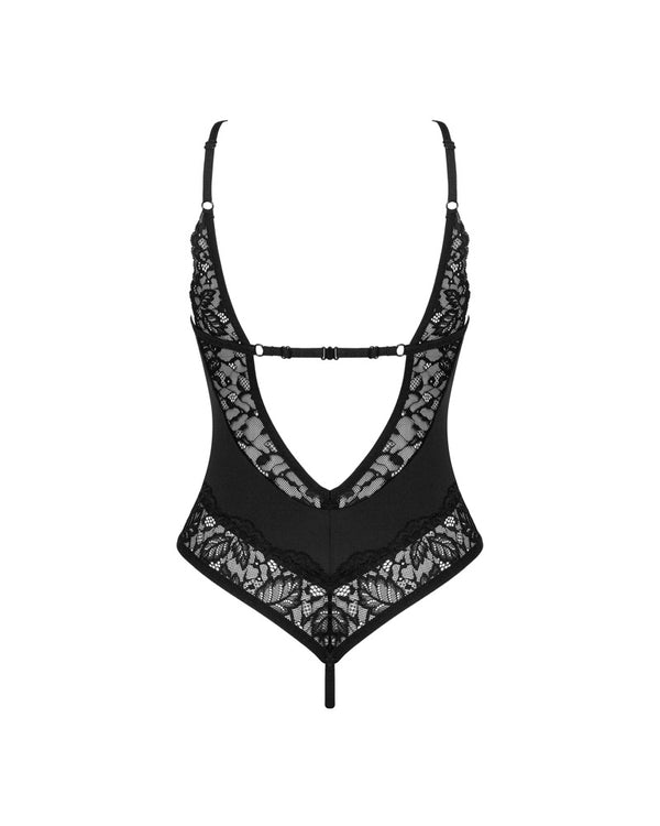 Schwarzer Stringbody ouvert Bellastia aus Floralspitze von Obsessive – Ansicht 4
