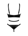 Schwarzer Body ouvert Armares in Harness-Optik mit Wetlook von Obsessive – Ansicht 4
