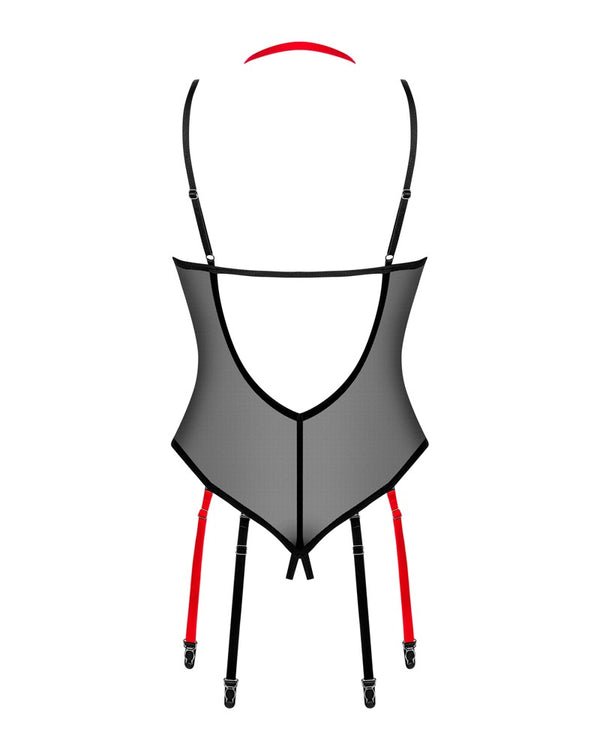 Schwarzer semitransparenter Stringbody Glandez mit abnehmbarem Neckholder von Obsessive – Ansicht 4