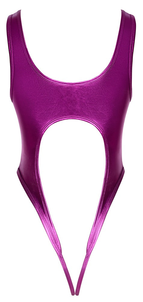 Pinkfarbener minimalistischer Body aus Glanzmaterial in Metallic-Pink von Cottelli – Ansicht 6