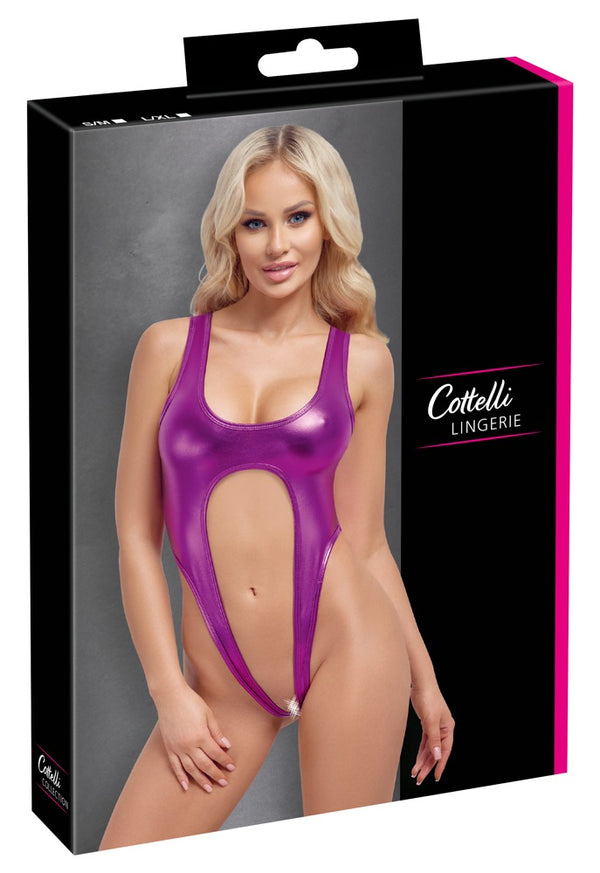 Pinkfarbener minimalistischer Body aus Glanzmaterial in Metallic-Pink von Cottelli