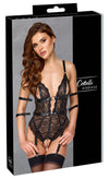 Schwarzer verführerischer Spitzen Body mit fesselnden Details von Cottelli BONDAGE