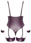 Dunkellila Stringbody im Mattlook mit abnehmbaren Bein- und Handfesseln von Cottelli BONDAGE – Ansicht 8