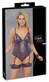 Dunkellila Stringbody im Mattlook mit abnehmbaren Bein- und Handfesseln von Cottelli BONDAGE