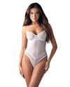Weißer extravaganter Spitzen Body aus transparentem Tüll von Obsessive