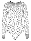 Schwarzer Langarm-Body aus Netzstrukturen mit Strass im Rio-Style von Fantasy by Cottelli – Ansicht 7