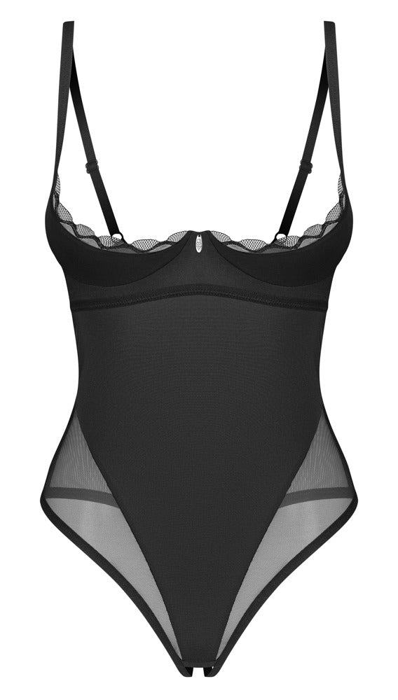 Schwarzer busenfreier Body ouvert Stelisa mit Hebe-Cups von Obsessive – Ansicht 3