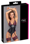 Schwarzer verführerischer Straps Body mit pinken Spitzenakzenten von Cottelli LINGERIE