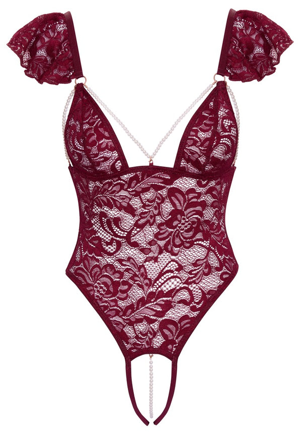 Roter verführerischer Stringbody mit Perlenketten und Spitze von Cottelli LINGERIE – Ansicht 7