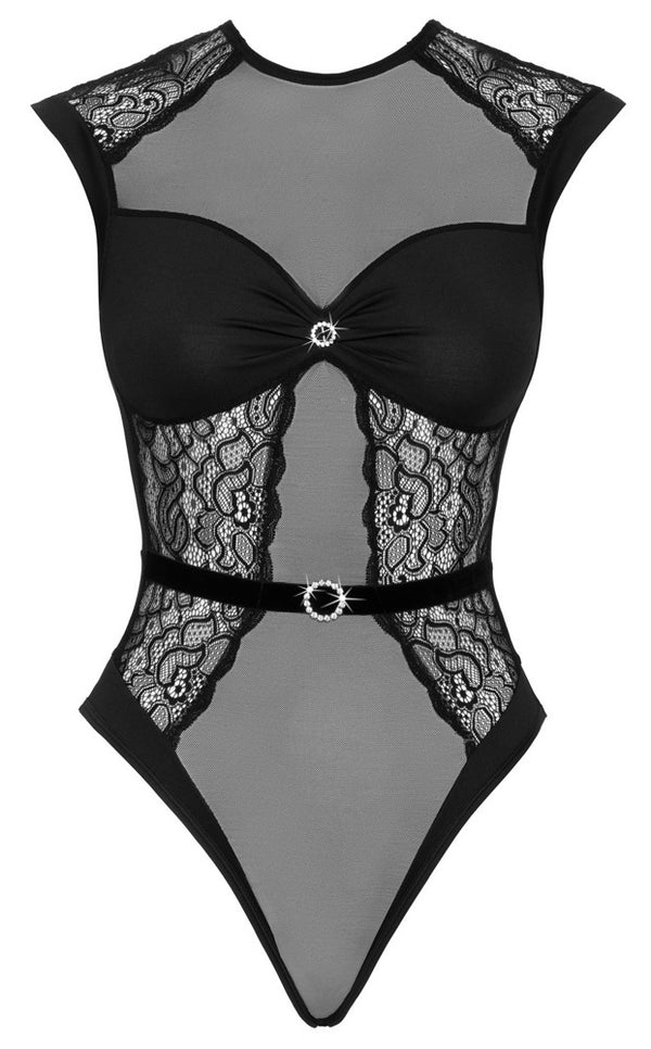Schwarzer verführerischer Body mit Spitze und Strass von Cottelli LINGERIE – Ansicht 6