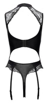 Schwarzer funkelnder Wetlook Straps Body mit offenem Schritt von Cottelli LINGERIE – Ansicht 7