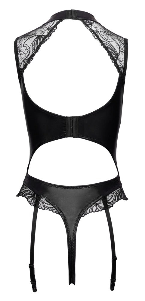 Schwarzer funkelnder Wetlook Straps Body mit offenem Schritt von Cottelli LINGERIE – Ansicht 7