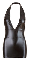 Schwarzes glänzendes Minikleid mit freiem Rücken und tiefem Dekolleté von Cottelli PARTY – Ansicht 4