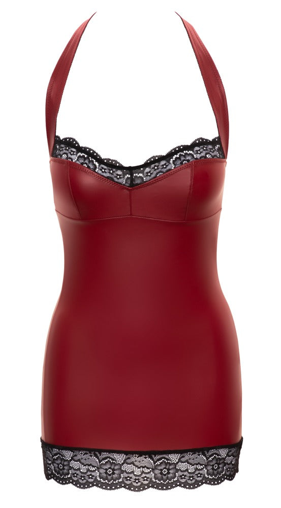 Rotes enganliegendes Minikleid mit Neckholder und Spitzeneinsätzen von Cottelli PARTY – Ansicht 6
