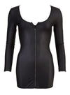 Schwarzes kurzes Kleid mit langem Arm und Glitzer-Reißverschluss von Cottelli PARTY – Ansicht 4