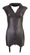 Schwarzes ärmelloses Kleid mit Reißverschluss und Strapshaltern von Cottelli PARTY – Ansicht 6