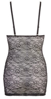 Schwarzes Kleid aus Blumenspitze mit rockigen Wetlook-Streifen von Cottelli – Ansicht 6