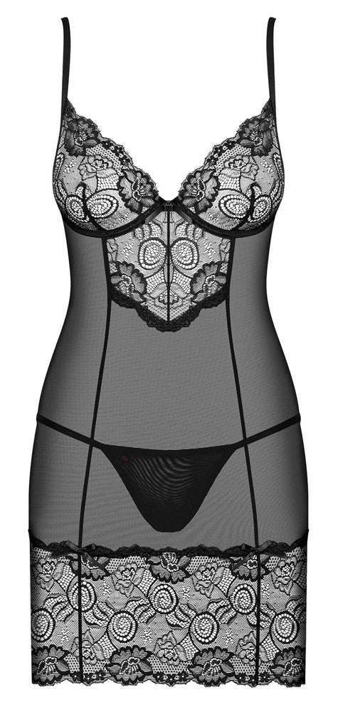 Semitransparentes Dessouskleid Alluria mit Spitze und String von Obsessive – Ansicht 5
