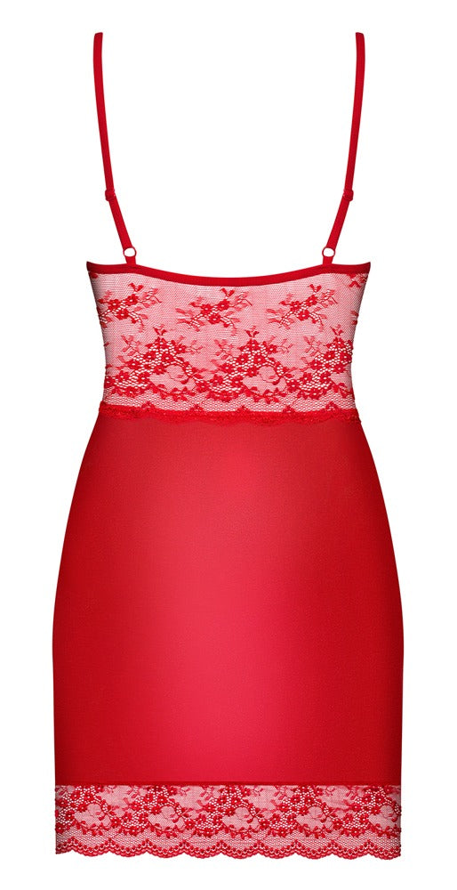 Knallrotes Dessouskleid Lovica mit Spitze und String von Obsessive – Ansicht 6