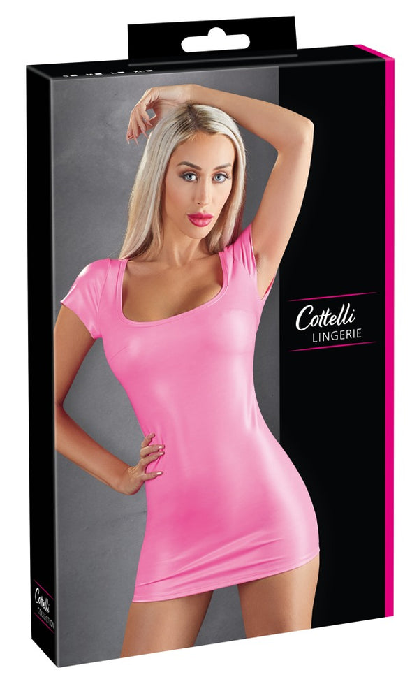 Pinkfarbenes figurbetontes Kleid mit großem Ausschnitt von Cottelli PARTY