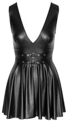Schwarzes kurzes Kleid im Mattlook mit schwingendem Rock und V-Ausschnitt von Cottelli PARTY – Ansicht 6