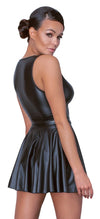 Schwarzes kurzes Kleid im Mattlook mit schwingendem Rock und V-Ausschnitt von Cottelli PARTY – Ansicht 4
