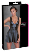 Schwarzes kurzes Kleid im Mattlook mit schwingendem Rock und V-Ausschnitt von Cottelli PARTY