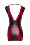 Rot-schwarzes tailliertes Kleid im Mattlook mit tiefem Ausschnitt von Cottelli PARTY – Ansicht 7