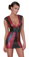 Rot-schwarzes tailliertes Kleid im Mattlook mit tiefem Ausschnitt von Cottelli PARTY – Ansicht 2