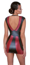 Rot-schwarzes tailliertes Kleid im Mattlook mit tiefem Ausschnitt von Cottelli PARTY – Ansicht 5
