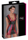 Rot-schwarzes tailliertes Kleid im Mattlook mit tiefem Ausschnitt von Cottelli PARTY