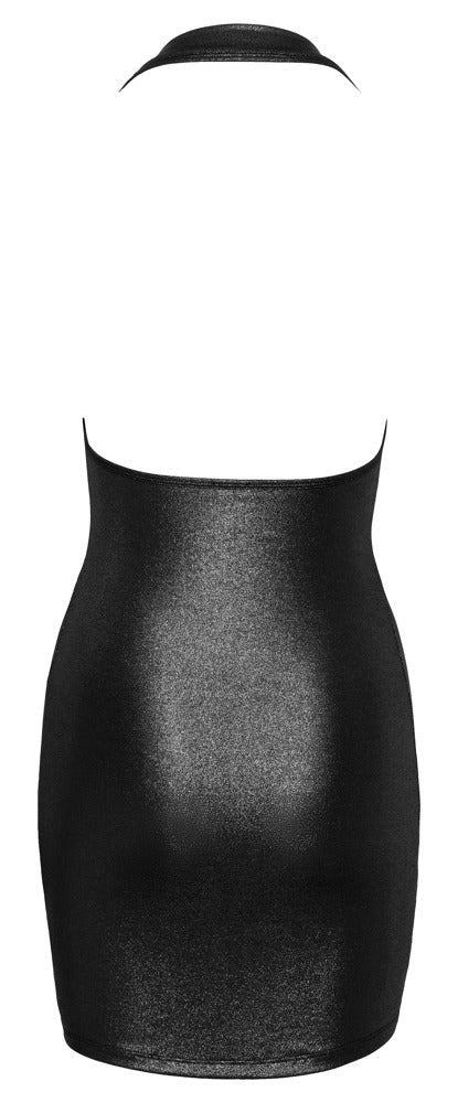 Silbernes kurzes Kleid im Silberglanz mit Wasserfall-Ausschnitt und Strassspange von Cottelli PARTY – Ansicht 7