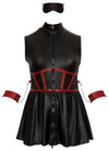 Schwarzes ärmelloses Minikleid mit Röckchen, Armfesseln und Maske in großen Größen von Cottelli BONDAGE – Ansicht 6