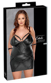 Schwarzes Minikleid mit zwei Handfesseln im Mattlook in großen Größen von Cottelli BONDAGE
