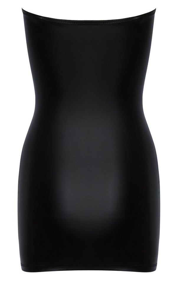 Schwarzes trägerloses Tube-Kleid im Mattlook mit Zierschnürungen und Ösen von Cottelli PARTY – Ansicht 7