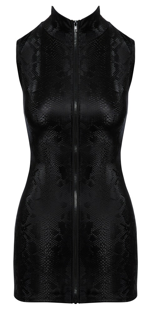 Schwarzes ärmelloses Kleid in Schlangenhaut-Optik mit Reißverschluss von Cottelli PARTY – Ansicht 5