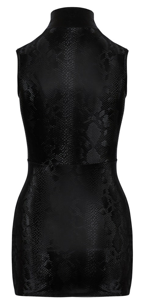Schwarzes ärmelloses Kleid in Schlangenhaut-Optik mit Reißverschluss von Cottelli PARTY – Ansicht 6