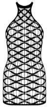Schwarzes schulterfreies Netz-Kleid mit großen Maschen und String von Fantasy by Cottelli – Ansicht 7