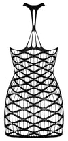 Schwarzes schulterfreies Netz-Kleid mit großen Maschen und String von Fantasy by Cottelli – Ansicht 8