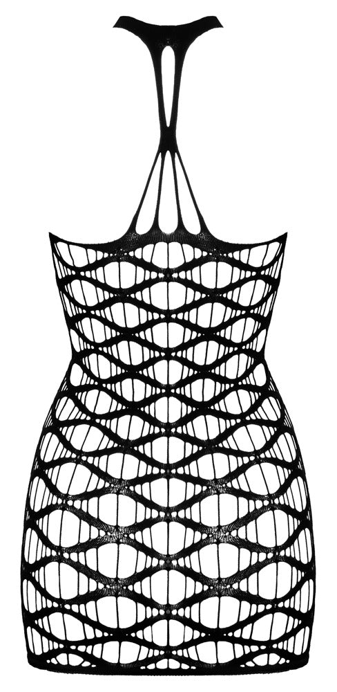 Schwarzes schulterfreies Netz-Kleid mit großen Maschen und String von Fantasy by Cottelli – Ansicht 8