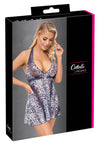 Graues Kleid in Schlangenhaut-Optik aus Powernet mit Ring und Neckholder von Cottelli PARTY