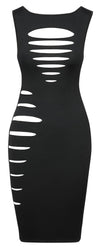 Schwarzes knielanges Etui-Kleid in zarter Transparenz mit Cut-outs von Cottelli PARTY – Ansicht 6