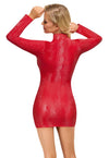 Rotes extrakurzes Kleid in Schlangenhaut-Optik mit Reißverschluss und Stehkragen von Cottelli PARTY – Ansicht 4