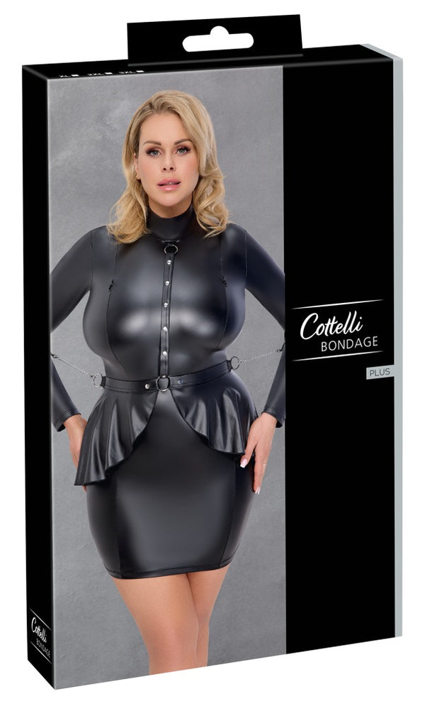 Schwarzes enges Langarm-Minikleid im Mattlook mit zwei Armfesseln von Cottelli BONDAGE