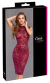 Burgundrotes verführerisches Spitzenkleid mit Stehkragen von Cottelli LINGERIE